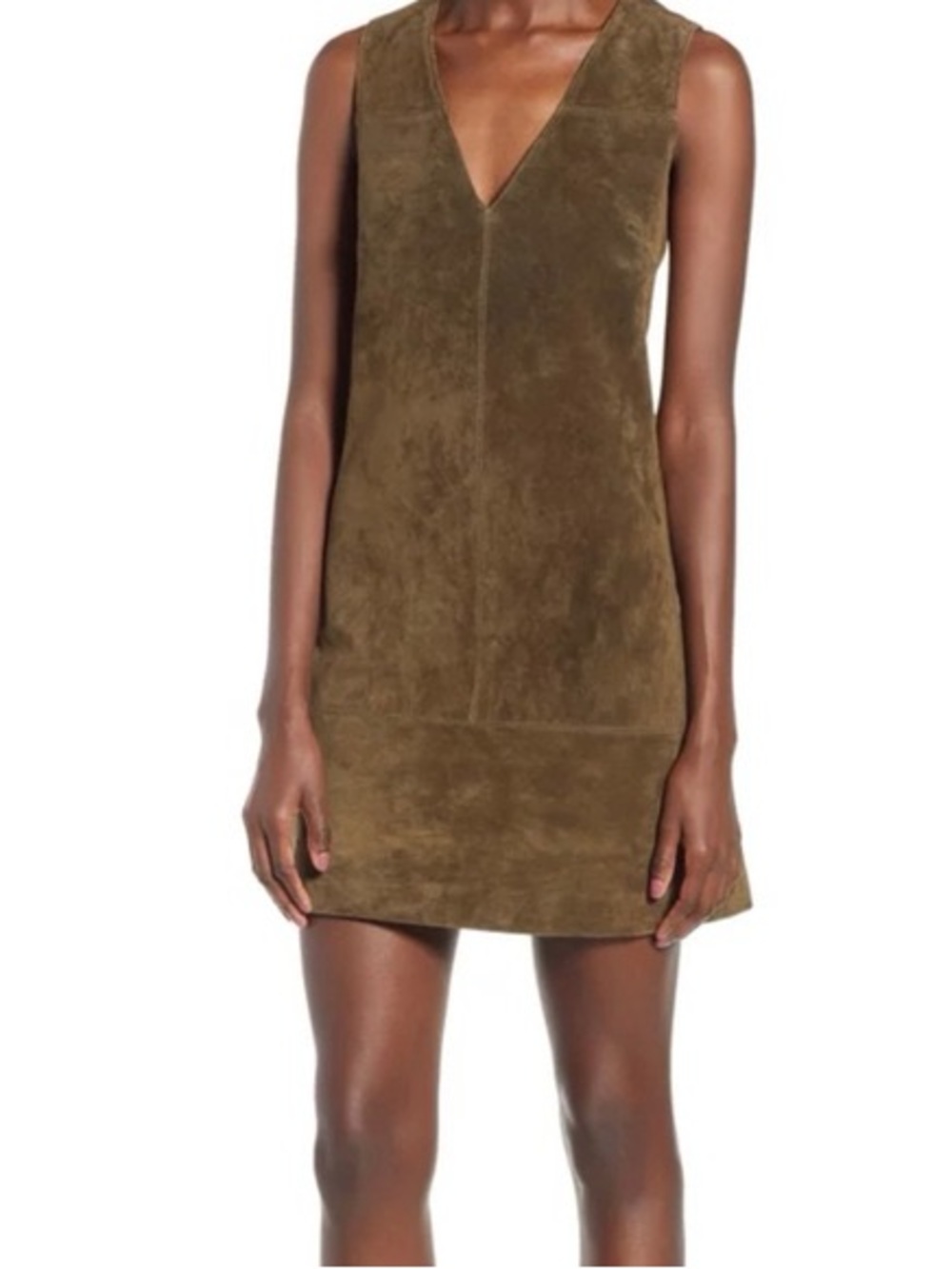 Blank NYC Moss Green Suede Shift Mini Dress Small